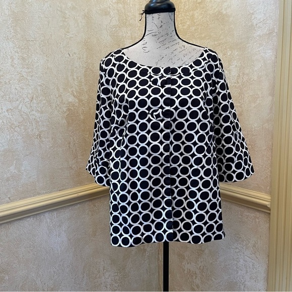 Ecology Women Sz 1X Cotton buttoned front lightweight jacket geo print Blazer - Picture 3 of 13